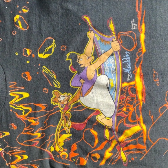 VTG 90s AOP Disney Aladdin Magic Carpet Ride T Shirt - Picture 2 of 13